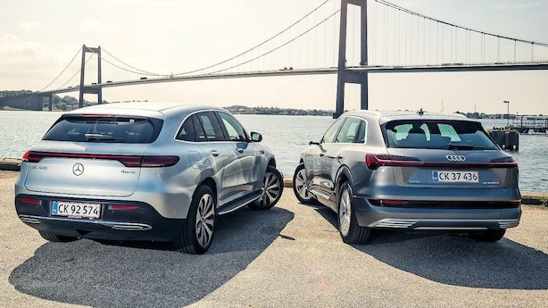 Tunge eldrevne drenge i duel: Mercedes EQC møder Audi e-tron